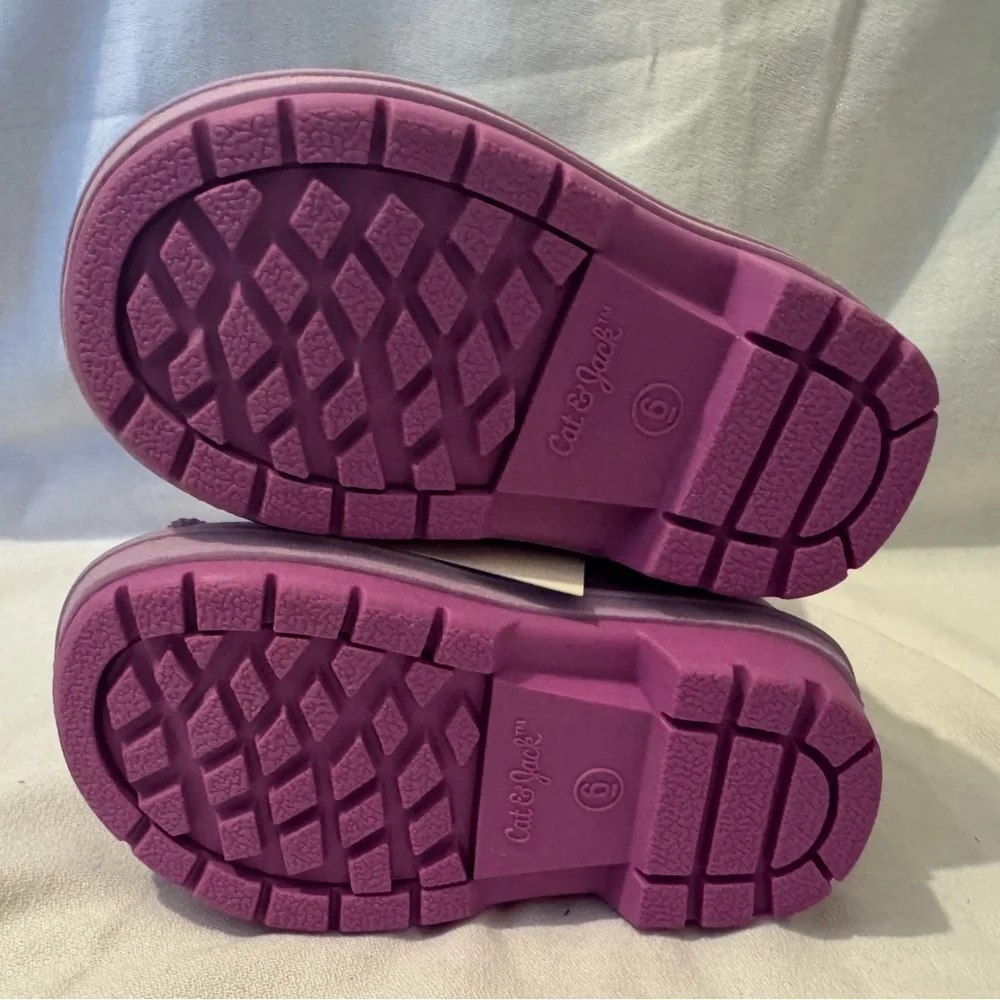 NWT Cat & Jack Iredescent Pink Snow Boots with Faux Fur Trim Sz 6T - Picture 6 of 9